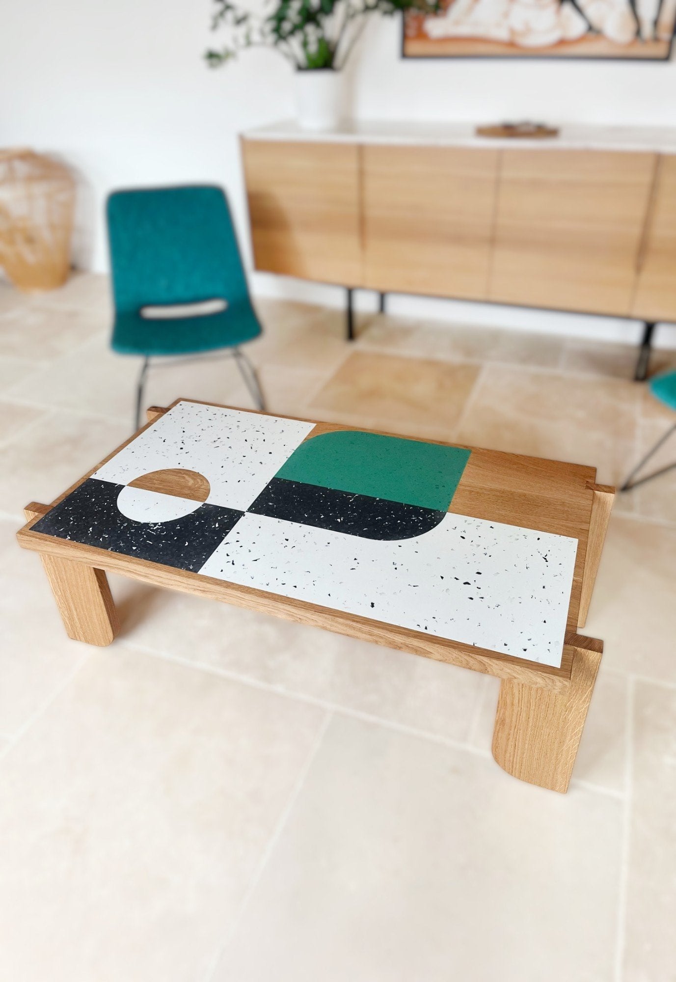 Table Basse Design Bois Et Métal - 65x54x45 Cm - Occasion