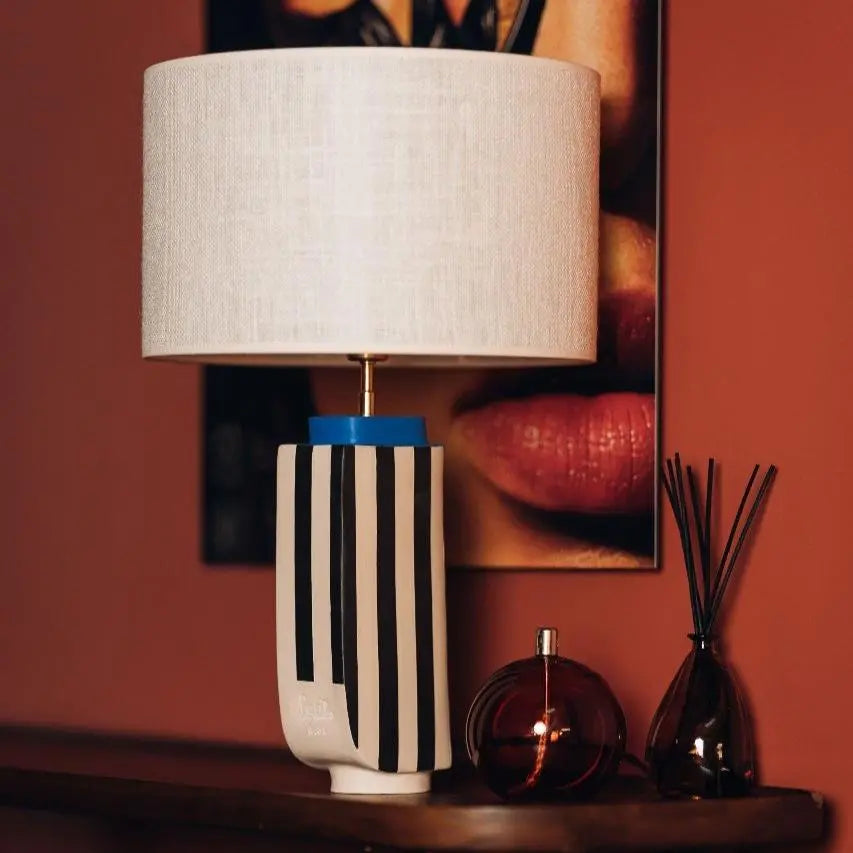 Lampe à poser HEPBURN Noir, blanc et bleu - 1